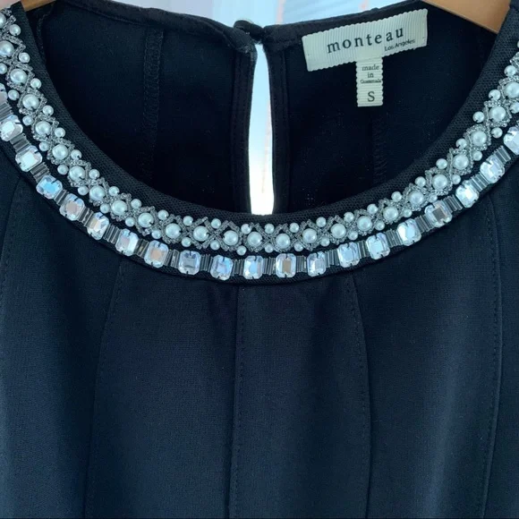 Monteau Jewel Neck Fit and Flare Little Black Cocktail Dress size Small - Picture 8 of 8